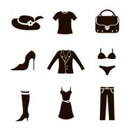 clothes icon set woman
