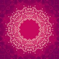 Abstract vector ornamental round mandala frame on the pink backg