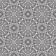 Black and White Circular Floral Seamless Background from Decorative Hand
