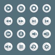 flat style various media player icons set