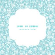 Vector blue and white lace garden plants circle frame seamless