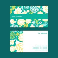 Vector emerald flowerals horizontal stripe frame pattern business cards set N2