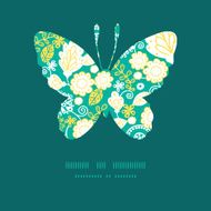 Vector emerald flowerals butterfly silhouette pattern frame