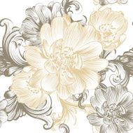 Flower seamless pattern with hand drawn flowers in pastel colors