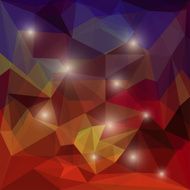 Abstract bright colored polygonal geometric triangular background with glaring lights N24