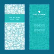 Vector blue and white lace garden plants vertical frame pattern