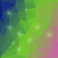 Abstract bright colored polygonal geometric triangular background with glaring lights N27