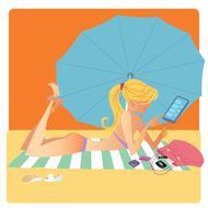 Girl bikini beach Mat smartphone