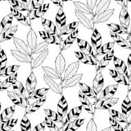 Seamless abstract floral pattern Black and white vector illustration N2