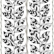 Monochrome seamless pattern of abstract leaves N2