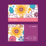 Vector colorful oriental flowers horizontal stripe frame pattern business cards