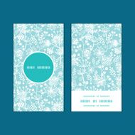 Vector blue and white lace garden plants vertical round frame N5