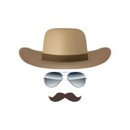 Hat Glasses and Mustache isolated on white background vector N3