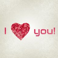 Happy Valentines Day card with low poly heart N3