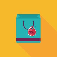 shopping paper bag flat icon with long shadow eps10 N84