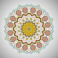 Ornamental round colorful pattern in aztec style