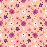 Seamless pattern with small flowers and berries N14