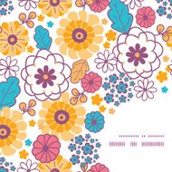 Vector colorful oriental flowers frame corner pattern background