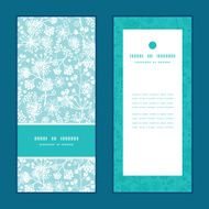 Vector blue and white lace garden plants vertical frame pattern N2