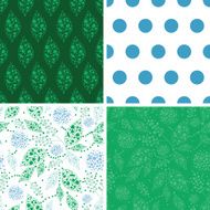 Vector abstract blue and green leaves set of four marching N2