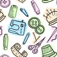 Sewing seamless pattern - hand drawn illustration