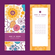 Vector colorful oriental flowers vertical frame pattern invitation greeting cards N2