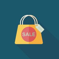 shopping paper bag flat icon with long shadow eps10 N86
