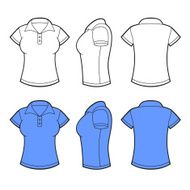 Women Polo Shirt Template Front back and side view Vector