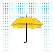 romantic card with umbrella and rain