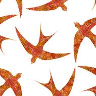 Seamless decorative tribal pattern with swallows Vector illustr