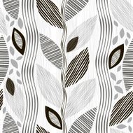 Monochrome seamless pattern of abstract leaves N3