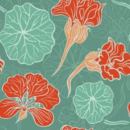 Seamless pattern with decorative nasturtium