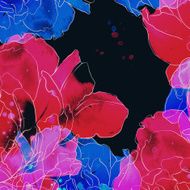 frame of abstract watercolor flowers