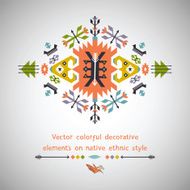 Vector colorful decorative element on native ethnic style N9