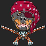 vector Dog Rottweiler Pirate with pistols