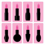 Vector set of pink lipstick