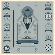 set of vintage styled design hipster icons