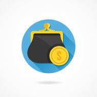 Vector Purse and Gold Dollar Coin Icon N2