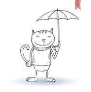 funny pet in the rain vector illustration N9