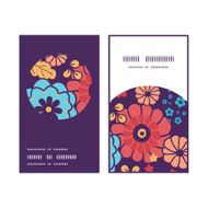 Vector colorful bouquet flowers vertical round frame pattern business cards N3