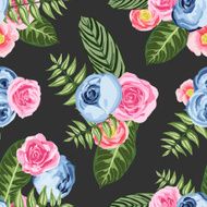 Seamless vintage pattern with painted flower leaves and plants N4