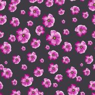 Seamless vintage pattern with painted flower on navy background