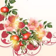 Beautiful vector background with flowers and berries
