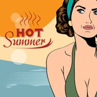 Hot pop art girl on a beach N10