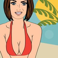 Hot pop art girl on a beach N12