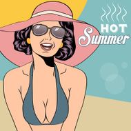 Hot pop art girl on a beach N13