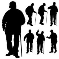 Vector silhouette of old people N23