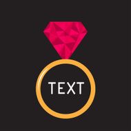 Wedding gold ring with pink diamond Polygonal effect Card
