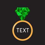Wedding gold ring with green diamond Polygonal effect Card