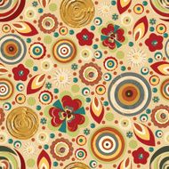 Seamless fantasy flower plant vector pattern cheer up background